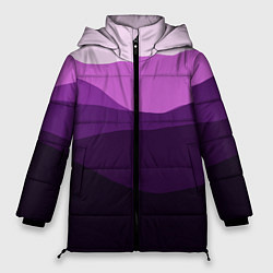 Куртка зимняя женская Фиолетовый градиент горы абстракция, цвет: 3D-черный