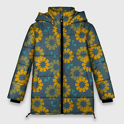 Куртка зимняя женская Абстрактные подсолнухи, цвет: 3D-светло-серый