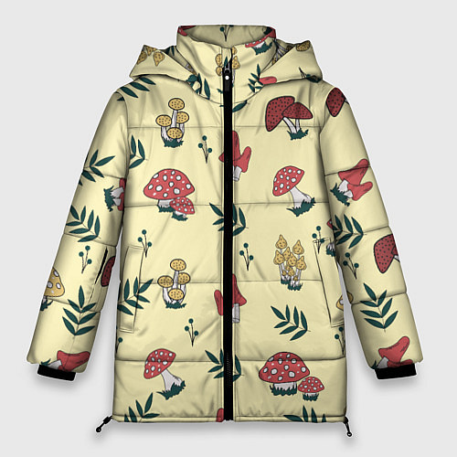 Женская зимняя куртка Mushroom, грибы- грибочки / 3D-Светло-серый – фото 1