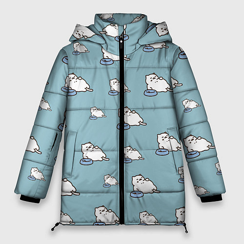 Женская зимняя куртка Котик обжорик / 3D-Светло-серый – фото 1