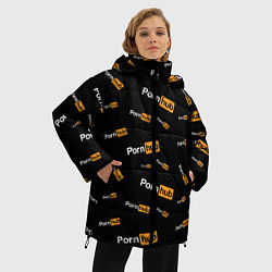 Куртка зимняя женская PORN HUB НАДПИСИ ПАТТЕРН, цвет: 3D-черный — фото 2