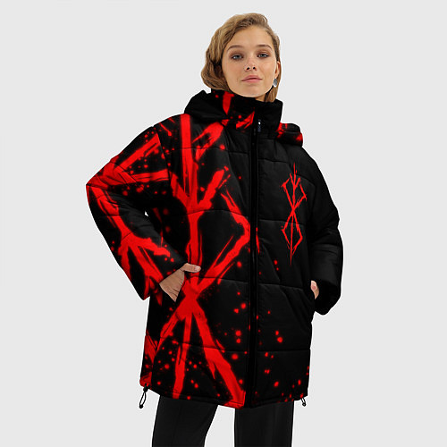 Женская зимняя куртка КЛЕЙМО ЖЕРТВЫ BERSERK БЕРСЕРК / 3D-Красный – фото 3