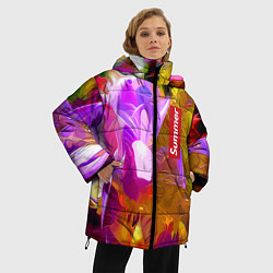 Куртка зимняя женская Красочный цветочный узор Лето Colorful Floral Patt, цвет: 3D-светло-серый — фото 2