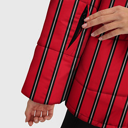 Куртка зимняя женская Красно-черный узор в полоску, цвет: 3D-черный — фото 2