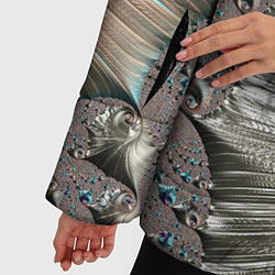 Куртка зимняя женская Fractal pattern Spiral Серебристый фрактал спираль, цвет: 3D-красный — фото 2