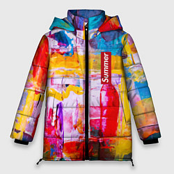 Куртка зимняя женская Импрессионизм Лето Абстракция Impressionism Summer, цвет: 3D-светло-серый