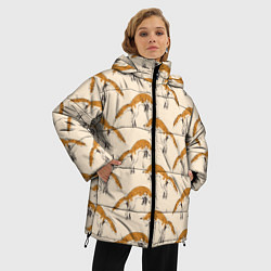 Куртка зимняя женская Лиса в прыжке - паттерн, цвет: 3D-светло-серый — фото 2