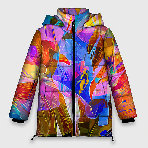 Женская зимняя куртка Красочный цветочный паттерн Лето Colorful floral p / 3D-Светло-серый – фото 1