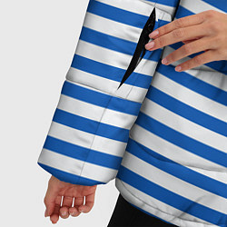 Куртка зимняя женская Морская тельняшка - бело-синие полосы и якорь, цвет: 3D-светло-серый — фото 2