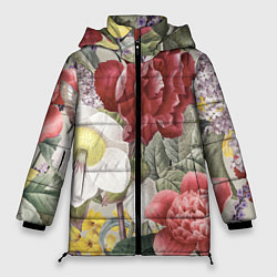 Куртка зимняя женская Цветы Красочный Садовый Букет, цвет: 3D-светло-серый
