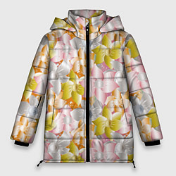 Куртка зимняя женская Абстрактные узоры цветы, цвет: 3D-красный