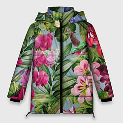 Куртка зимняя женская Цветы Эдема, цвет: 3D-черный