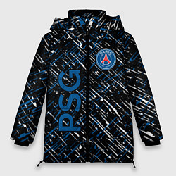 Куртка зимняя женская Псж синие белые чёрточки, цвет: 3D-красный