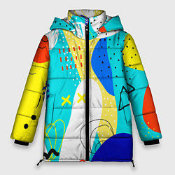 Куртка зимняя женская ABSTRACT COLORED GEOMETRIC SHAPES, цвет: 3D-светло-серый