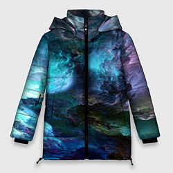 Куртка зимняя женская Неоновые облака neon clouds, цвет: 3D-черный