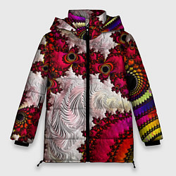 Куртка зимняя женская Наикрутейший психоделический абстрактный фрактальн, цвет: 3D-светло-серый