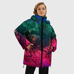 Куртка зимняя женская Извержение вулкана Текстура камня, цвет: 3D-красный — фото 2