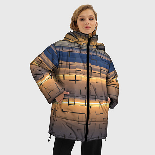 Женская зимняя куртка Мозаика цветная colored mosaic / 3D-Красный – фото 3