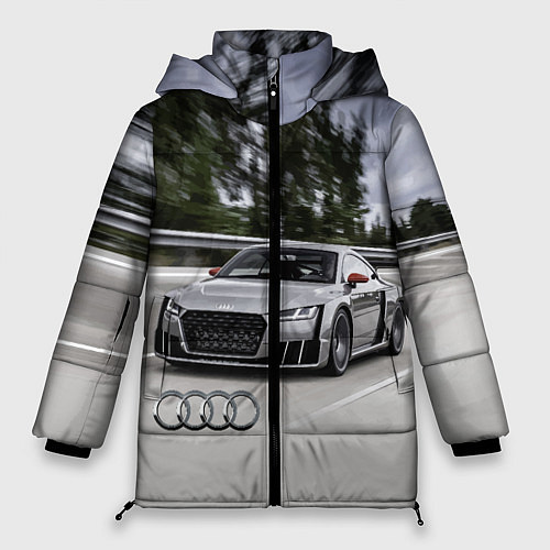 Женская зимняя куртка Ауди на скоростном шоссе Audi on the expressway / 3D-Светло-серый – фото 1
