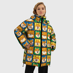 Куртка зимняя женская Разноцветная плитка сибы, цвет: 3D-черный — фото 2