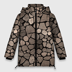 Женская зимняя куртка Черно-коричневая текстура камня