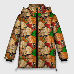 Куртка зимняя женская Бутоны и листья, цвет: 3D-светло-серый