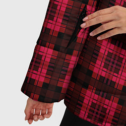 Куртка зимняя женская Красно-черный узор в клетку шотландка, цвет: 3D-светло-серый — фото 2