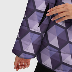 Куртка зимняя женская Фиолетовые шестиугольники, цвет: 3D-черный — фото 2