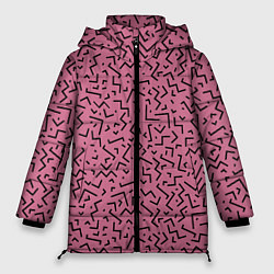Куртка зимняя женская Минималистический паттерн на розовом фоне, цвет: 3D-светло-серый