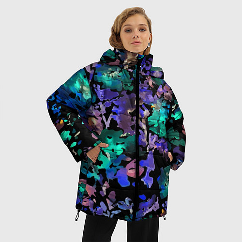 Женская зимняя куртка Floral pattern Summer night Fashion trend 2025 / 3D-Светло-серый – фото 3