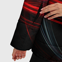 Куртка зимняя женская Волнообразные линии неона - Красный, цвет: 3D-черный — фото 2