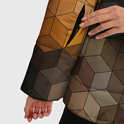 Куртка зимняя женская Геометрический 3D узор в серых и коричневых тонах, цвет: 3D-светло-серый — фото 2