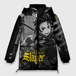 Куртка зимняя женская Demon slayerИстребитель демонов, цвет: 3D-черный