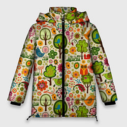 Куртка зимняя женская COLORED FOREST ANIMALS, цвет: 3D-светло-серый