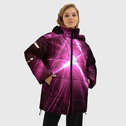 Куртка зимняя женская Неоновые лазеры во тьме - Розовый, цвет: 3D-черный — фото 2