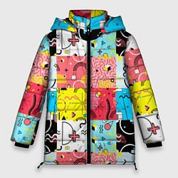 Куртка зимняя женская COLORED GEOMETRIC SHAPES, цвет: 3D-светло-серый