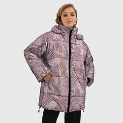 Куртка зимняя женская 3D листья текстуры, цвет: 3D-красный — фото 2