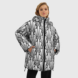 Куртка зимняя женская Современный геометрический узор светлый фон, цвет: 3D-красный — фото 2