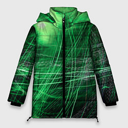 Женская зимняя куртка Неоновые волны и линии - Зелёный