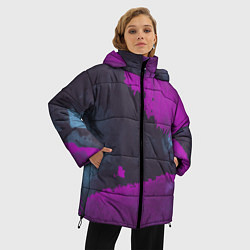 Куртка зимняя женская Акварельная абстракция фуксия, цвет: 3D-красный — фото 2