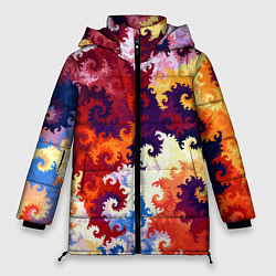 Куртка зимняя женская Красочный фрактальный паттерн Fashion trend, цвет: 3D-красный