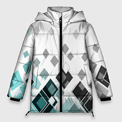 Куртка зимняя женская Geometric pattern Геометрический узор ромбы, цвет: 3D-черный
