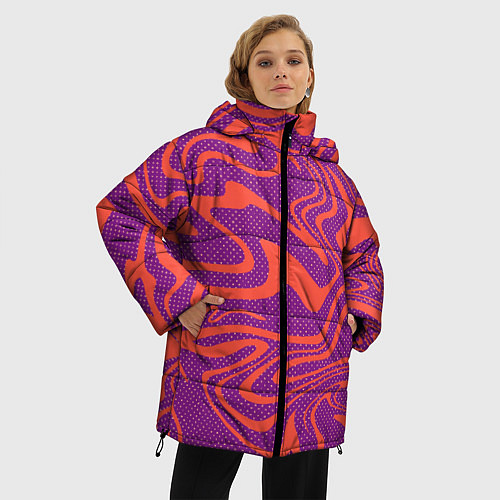 Женская зимняя куртка Рябь на воде Абстракция / 3D-Светло-серый – фото 3