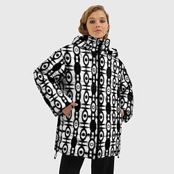 Куртка зимняя женская Черно-белый современный узор, цвет: 3D-светло-серый — фото 2