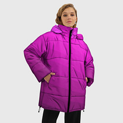 Куртка зимняя женская Розовый неоновый полосатый узор Pink neon, цвет: 3D-светло-серый — фото 2
