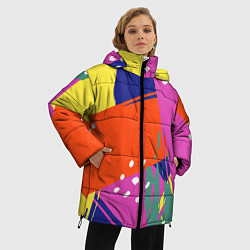 Куртка зимняя женская Красочная летняя картинка Fashion trend, цвет: 3D-красный — фото 2
