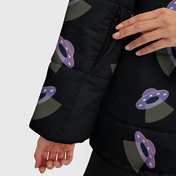 Куртка зимняя женская Летающие тарелки, цвет: 3D-светло-серый — фото 2