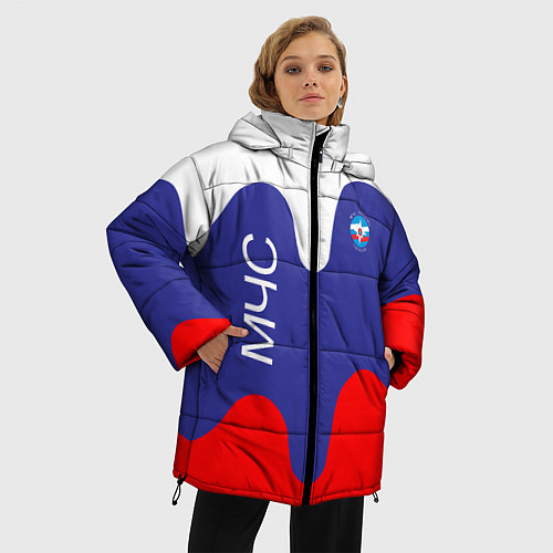 Женская зимняя куртка МЧС - флаг России / 3D-Светло-серый – фото 3