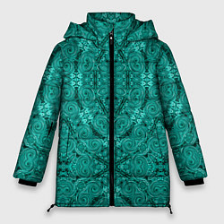 Куртка зимняя женская Бирюзовый восточный ажурный узор, цвет: 3D-красный