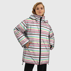 Куртка зимняя женская Полоски светлые на белом фоне, цвет: 3D-светло-серый — фото 2